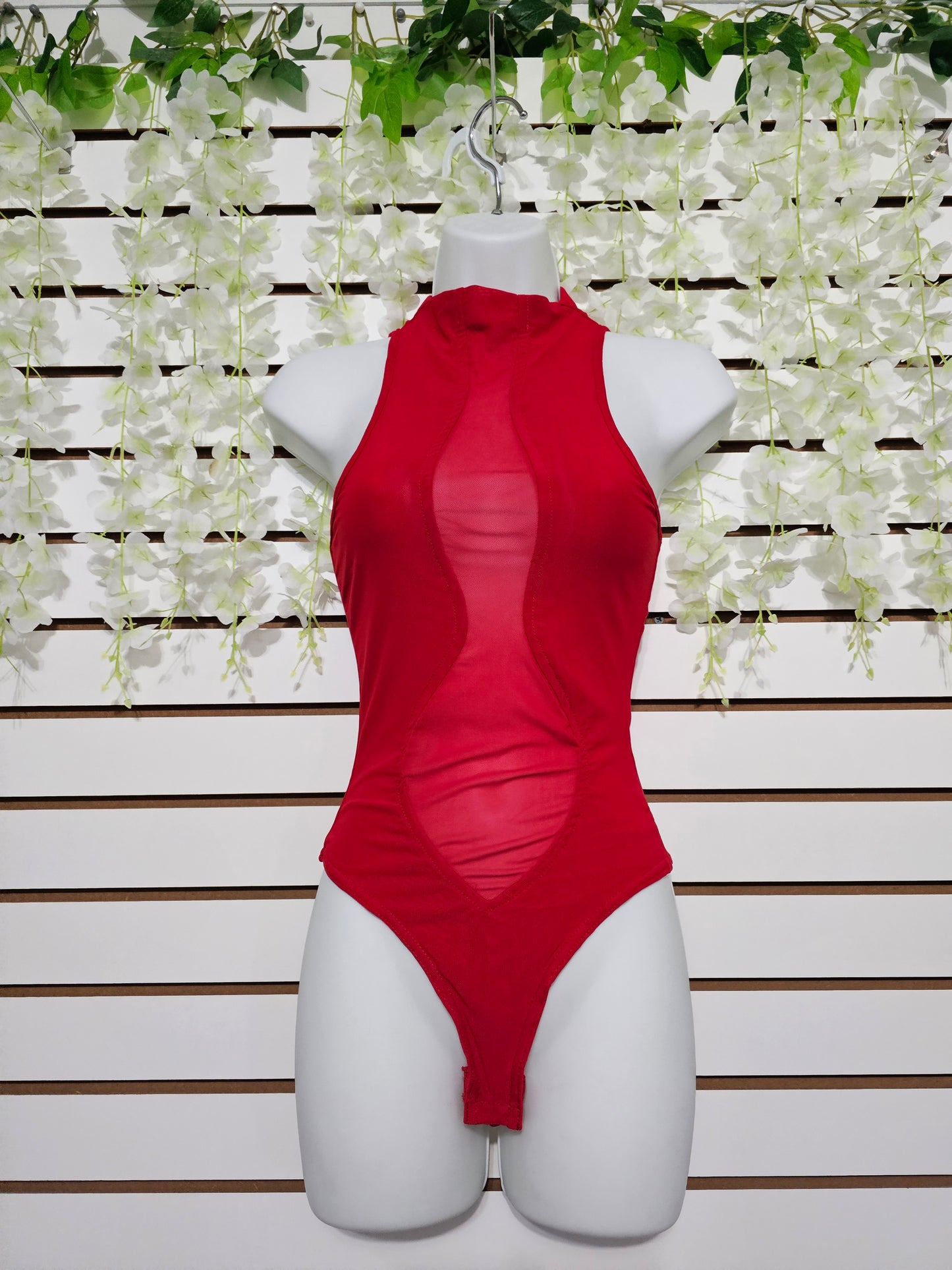 women Cherry Bodysuit sexy Red