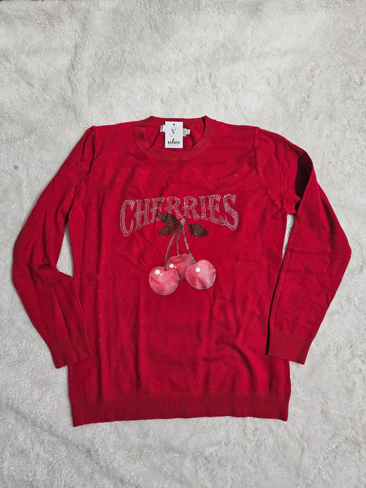 Cherry's Red sweater top #*