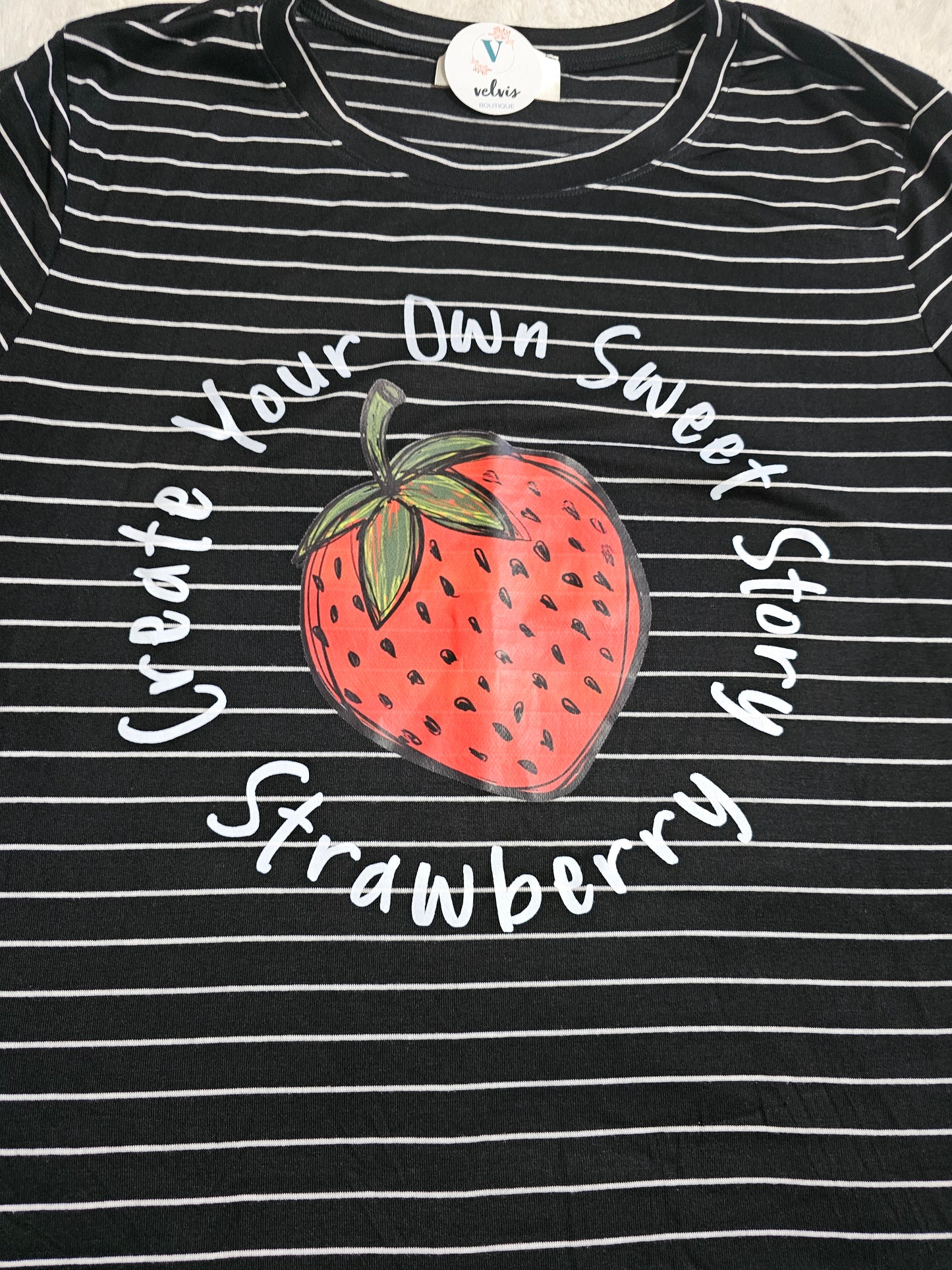 Strawberry sweet Black t-shirt top #*