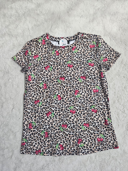 Cherry's Animal Print design short sleeve top #*