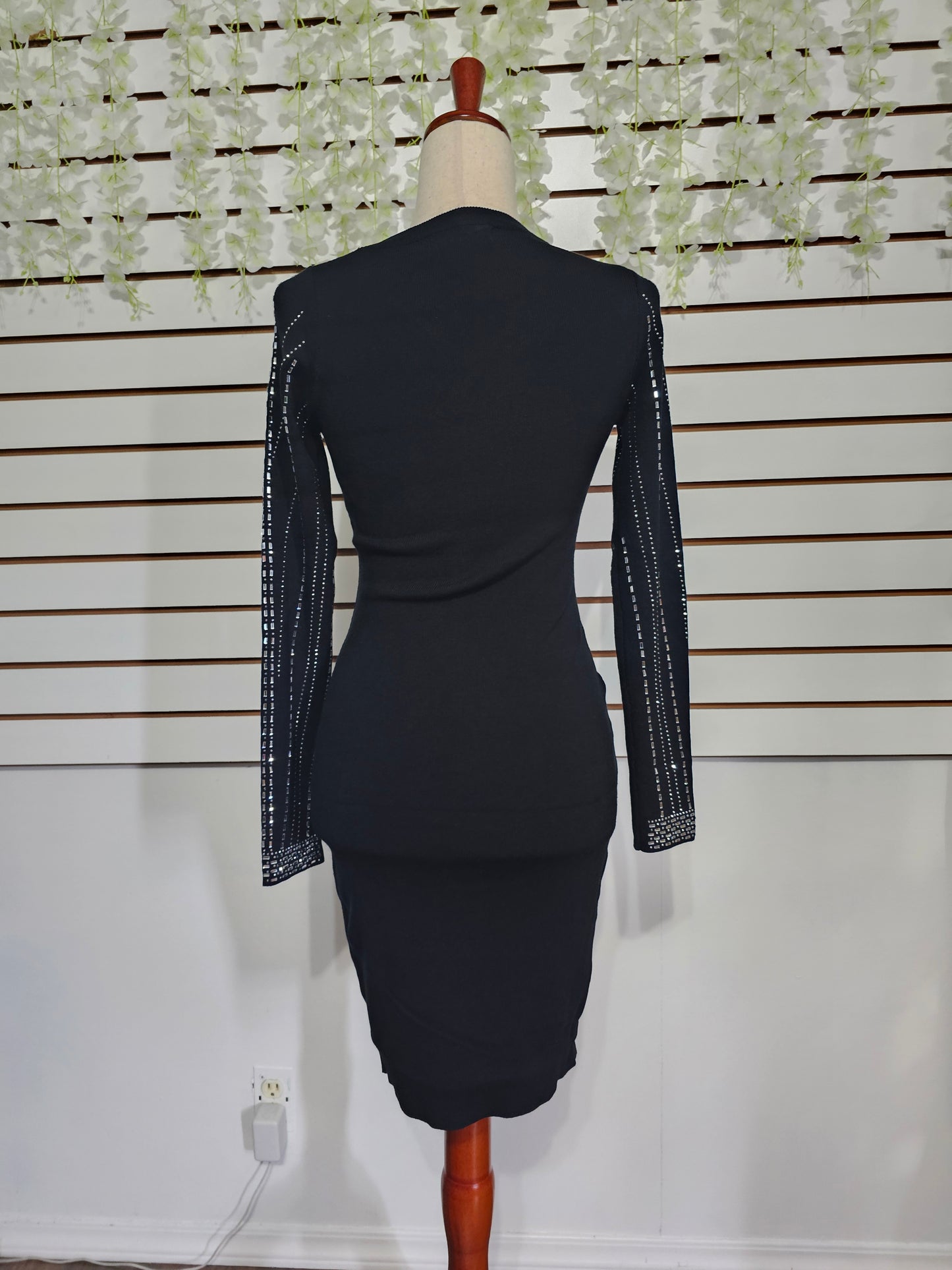 Sandra Shine Dress Black Rhinestone