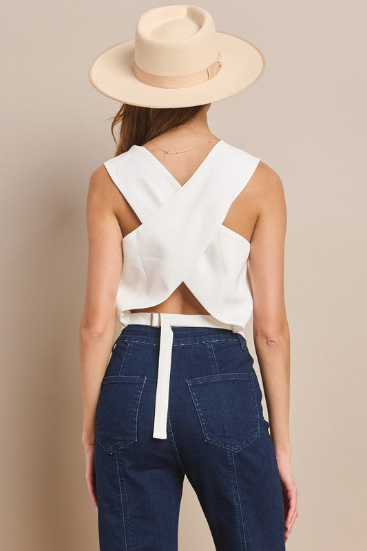 TAILORED VEST CRISS CROSS BACK DETAILED