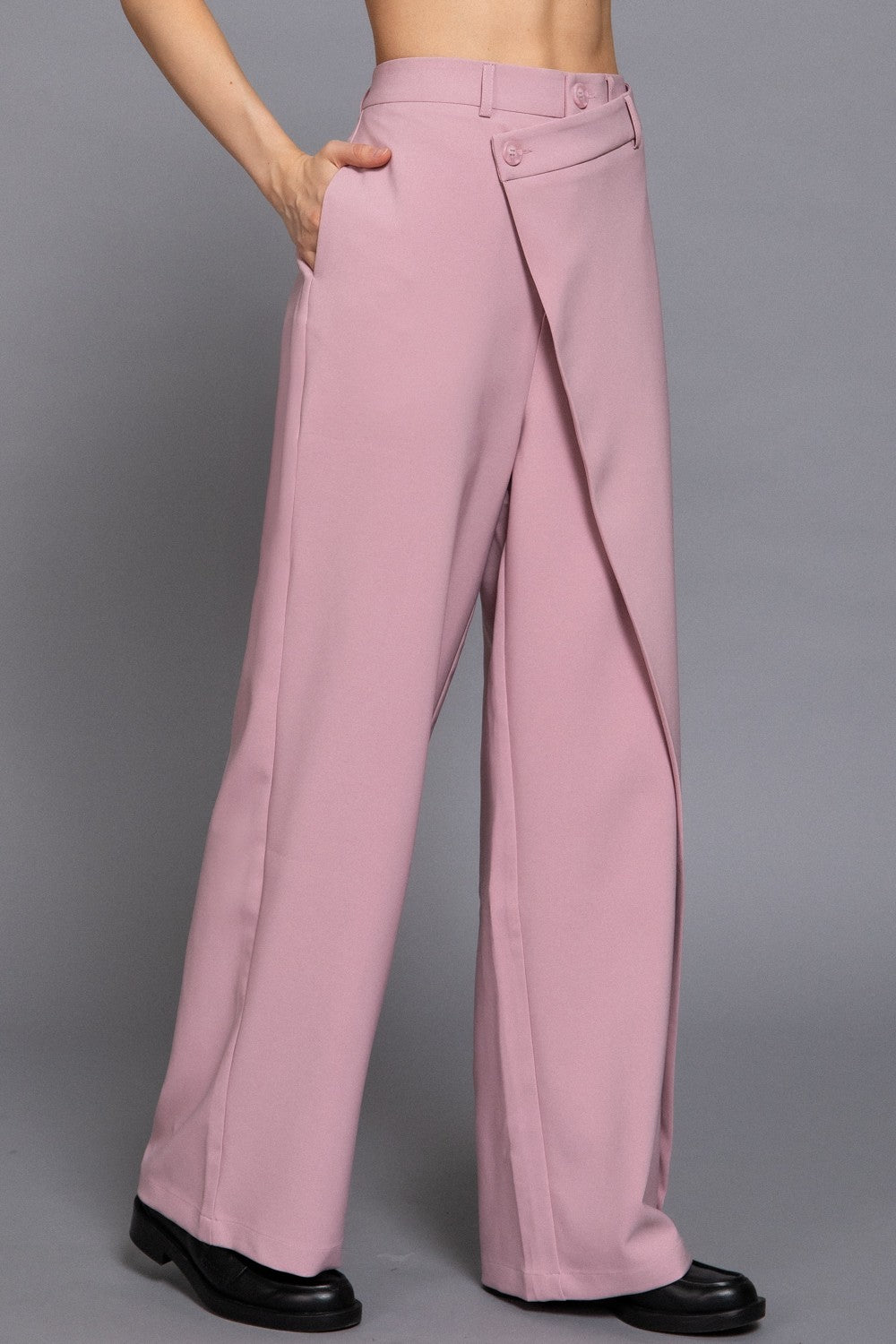 Astrit Pink Women Asymmetrical Wrap Long Pants