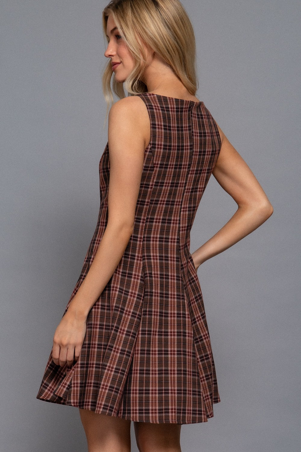 Barbara Swing Plaid Woven Mini Dress
