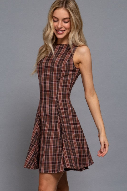 Barbara Swing Plaid Woven Mini Dress