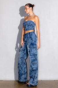Butterfly Printed Baggy Cargo Jeans