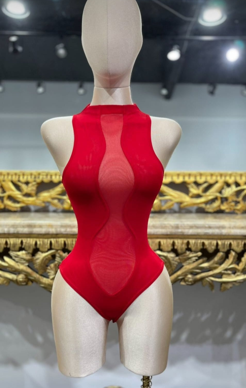 women Cherry Bodysuit sexy Red