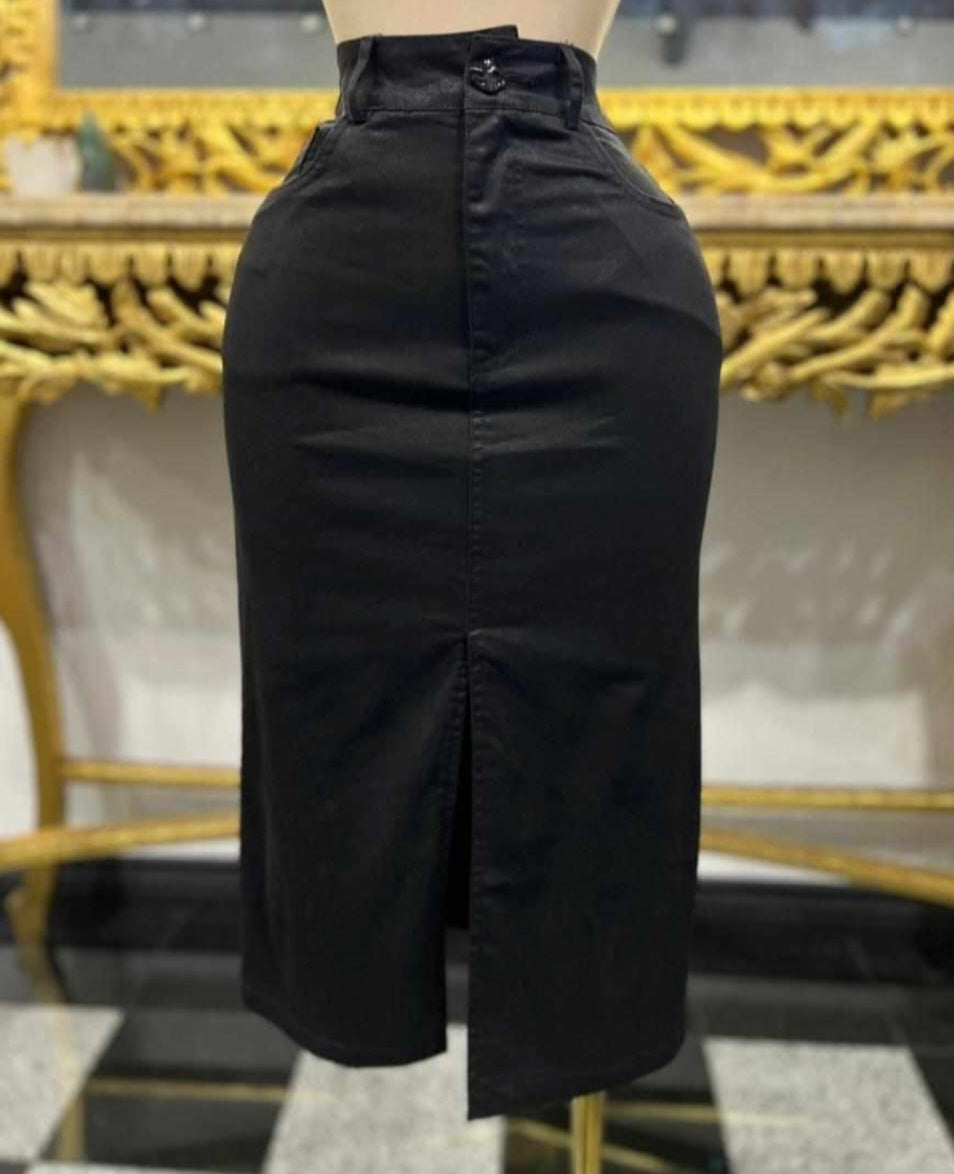 Metalic black skirt Midi