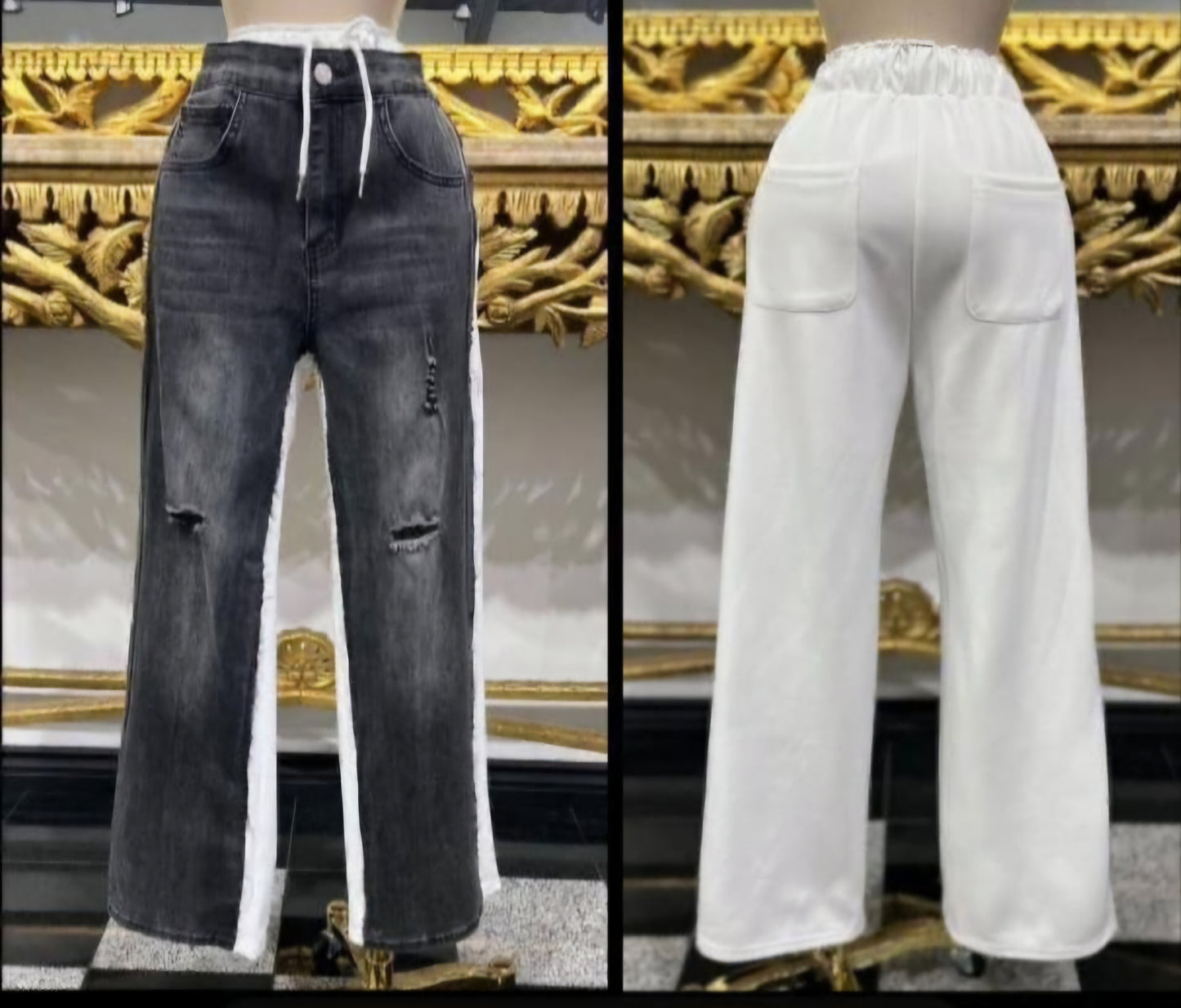 Samy contrasted jeans white