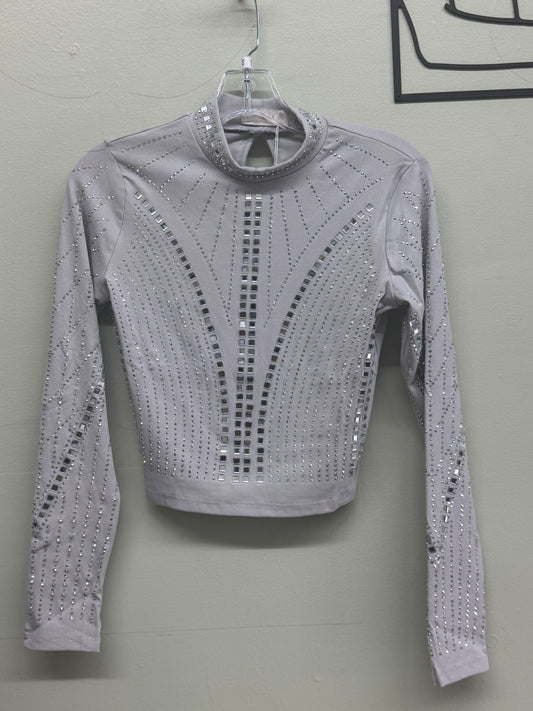 Silver Long sleeve with rhinestone