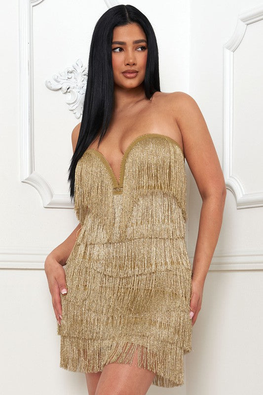 Layer Fringe Mini Dress