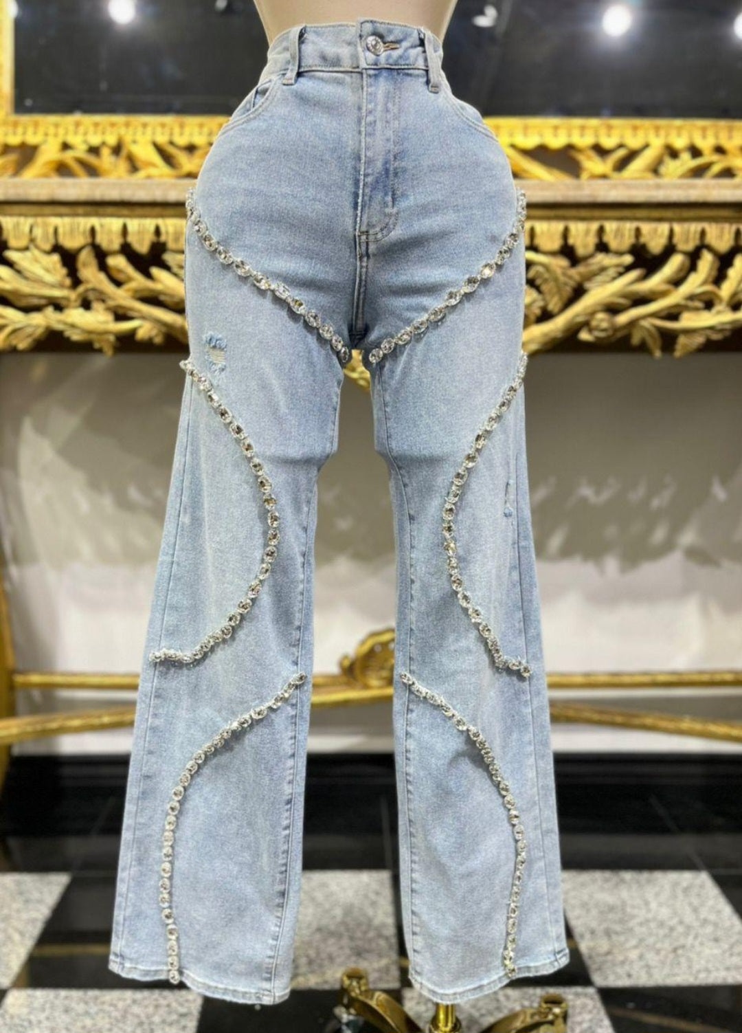 Diana Rhinestone Embellished Jeans #*