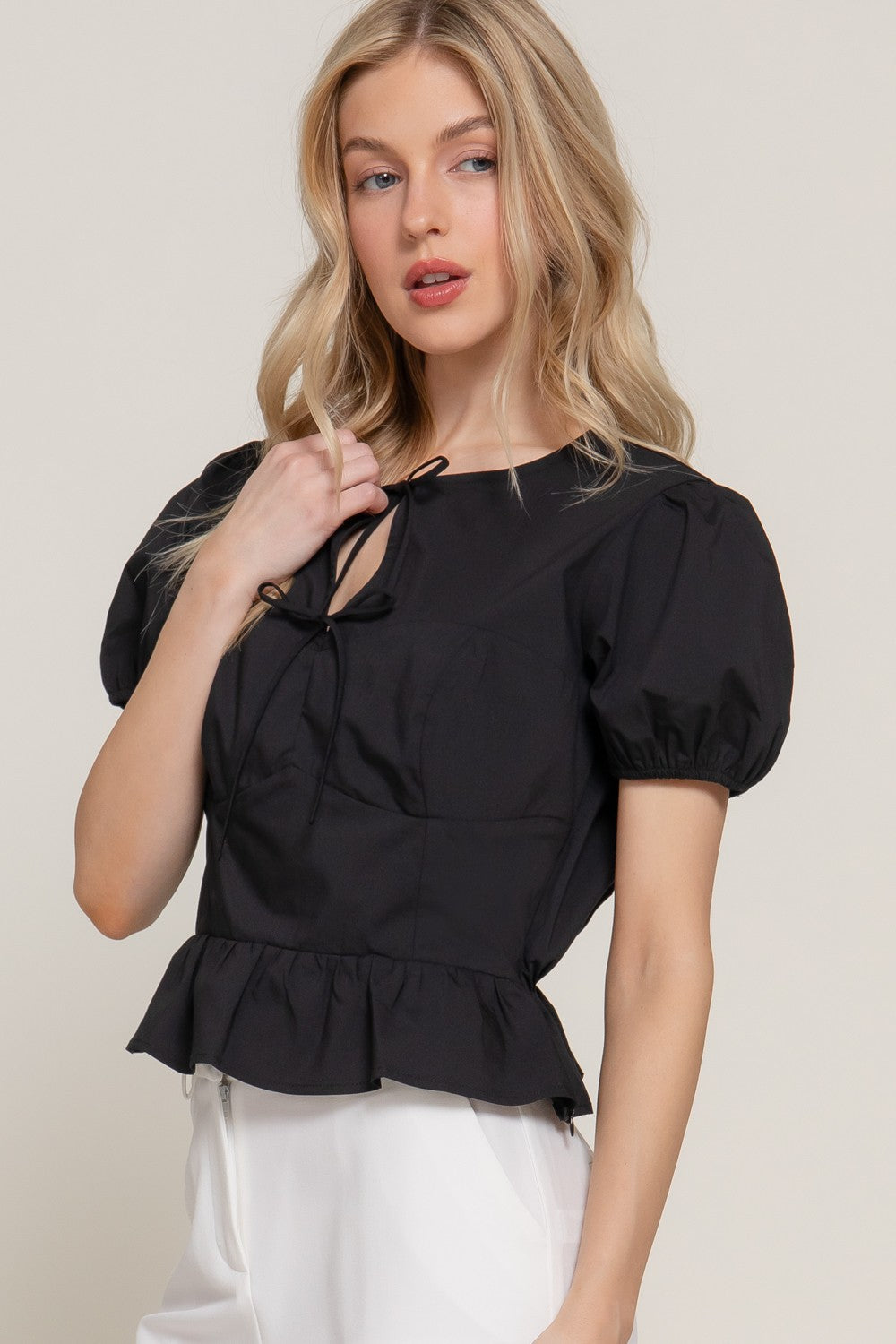 Short Puff Slv Poplin Shirt