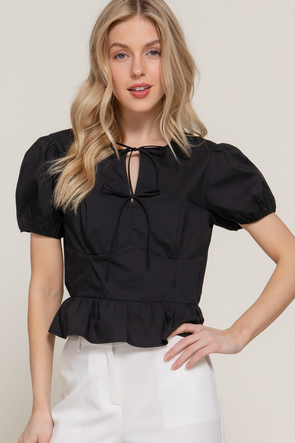 Short Puff Slv Poplin Shirt