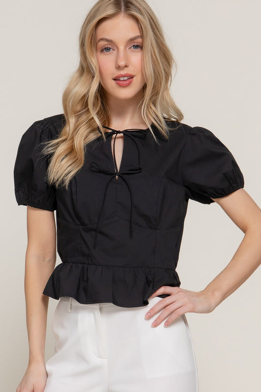 Short Puff Slv Poplin Shirt