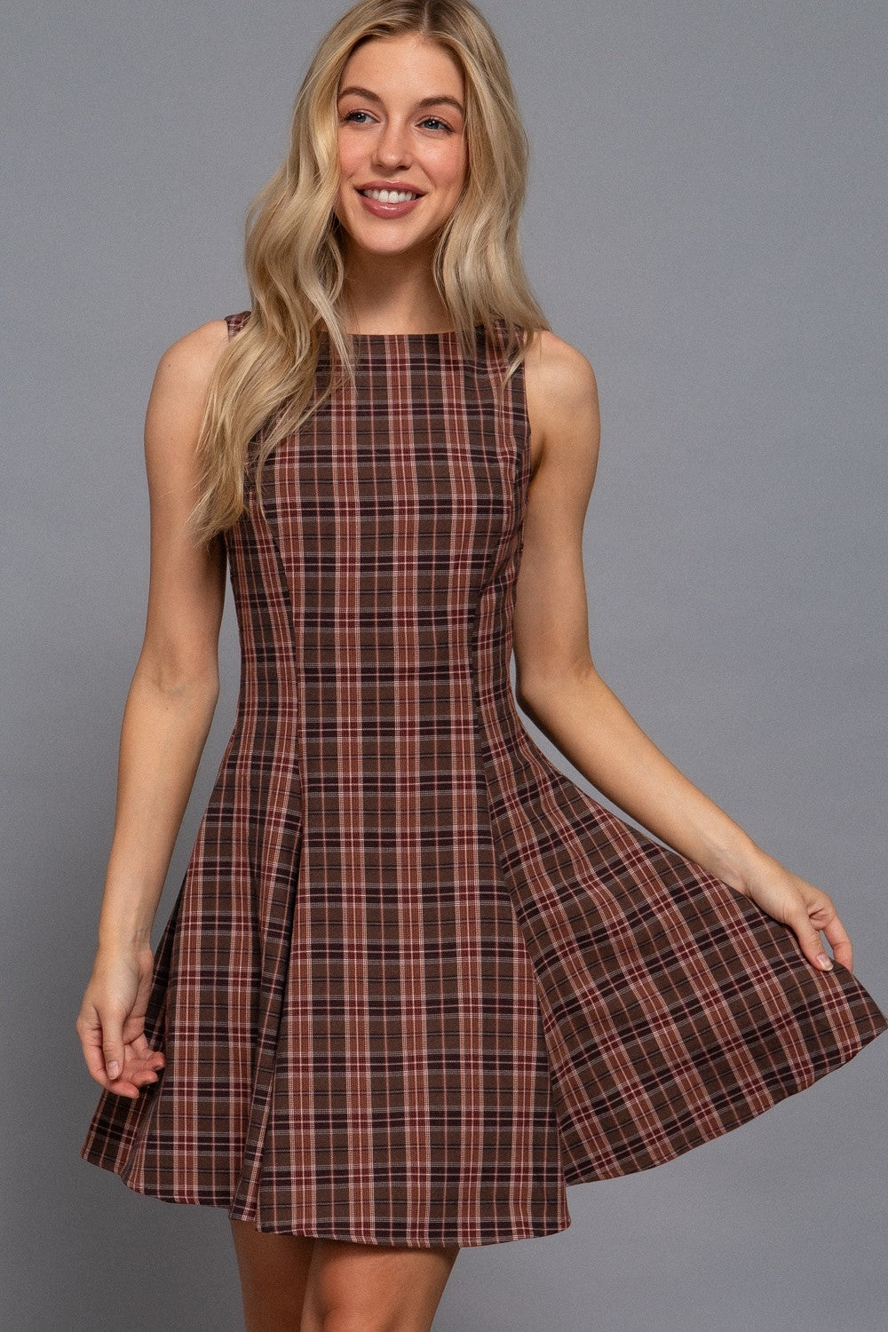 Barbara Swing Plaid Woven Mini Dress