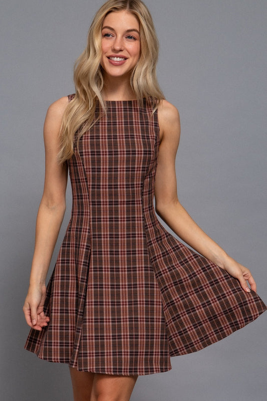 Barbara Swing Plaid Woven Mini Dress
