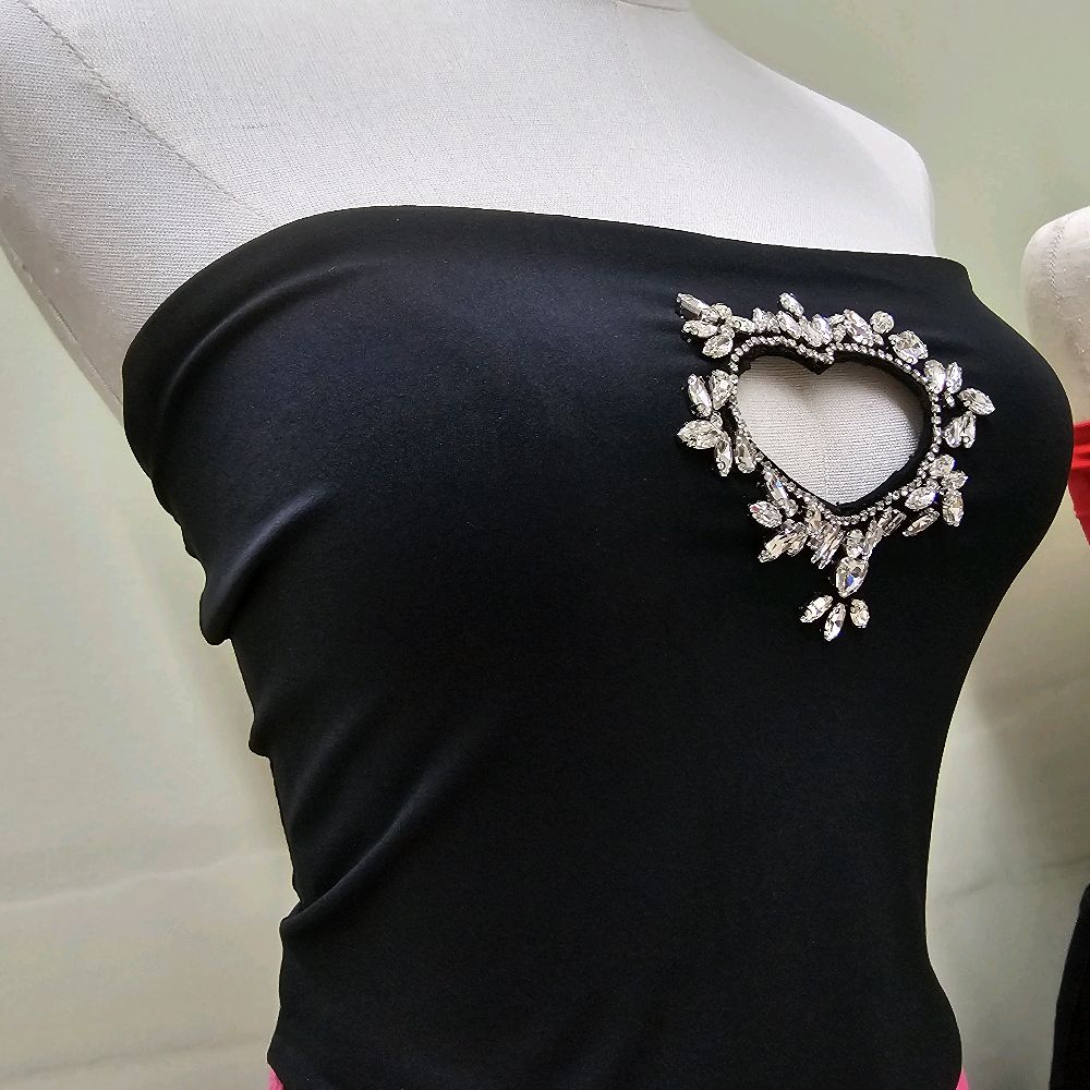 Camilla  rhinestones heart women Top strapless