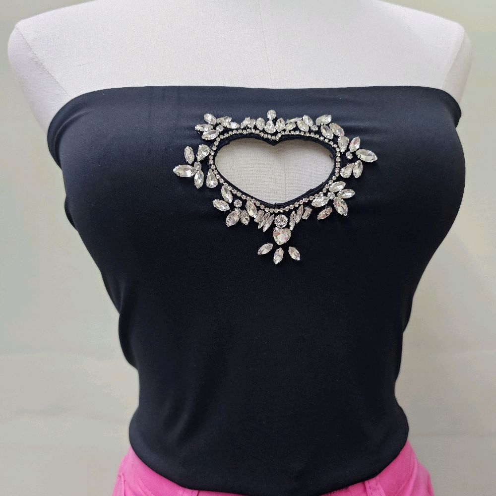 Camilla  rhinestones heart women Top strapless