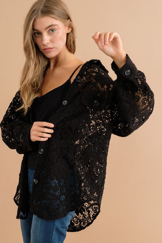 LACE BUTTON DOWN SHACKET