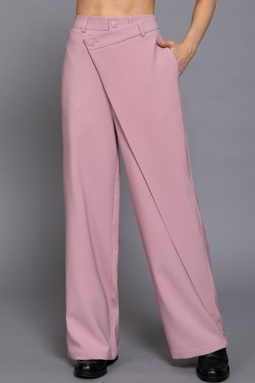 Astrit Pink Women Asymmetrical Wrap Long Pants