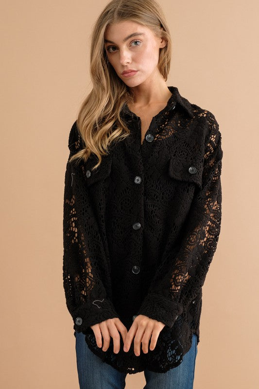 LACE BUTTON DOWN SHACKET