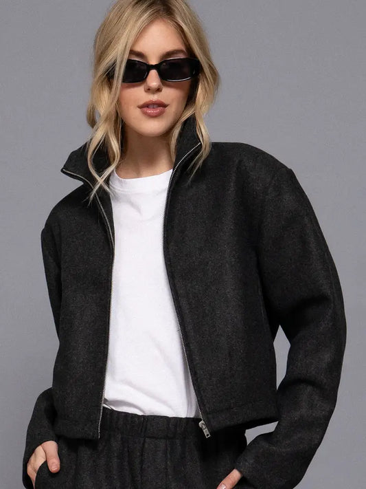 High Collar Soft Felt Jacket