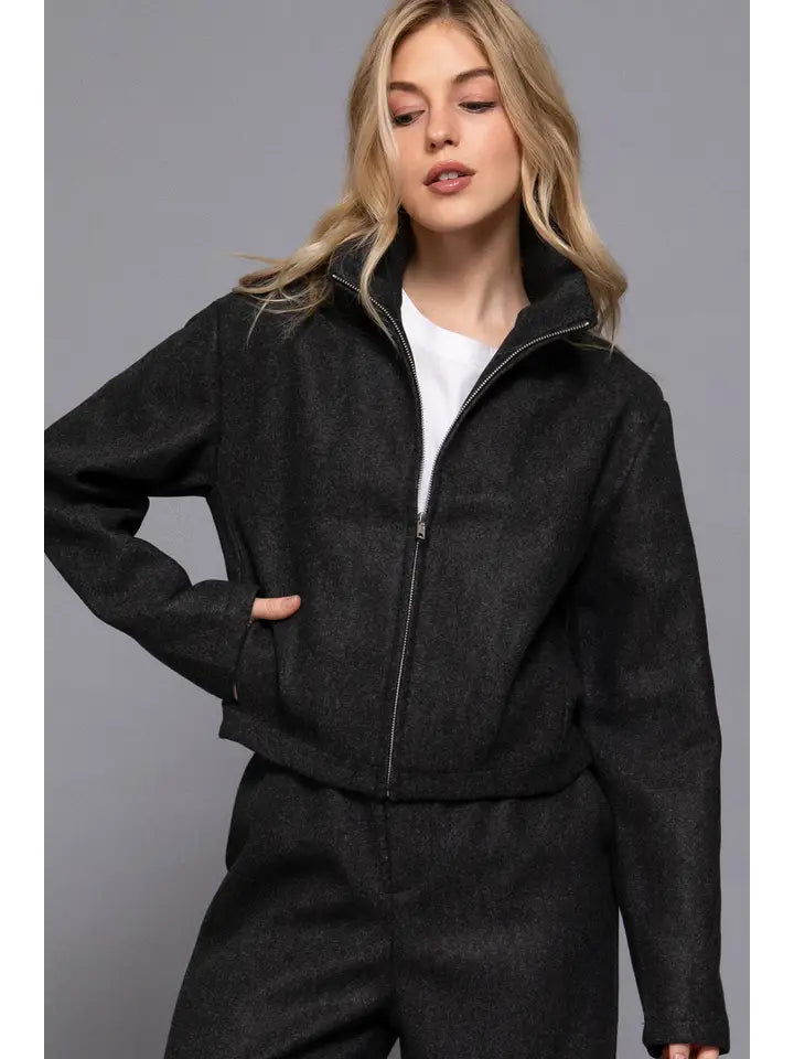 High Collar Soft Felt Jacket