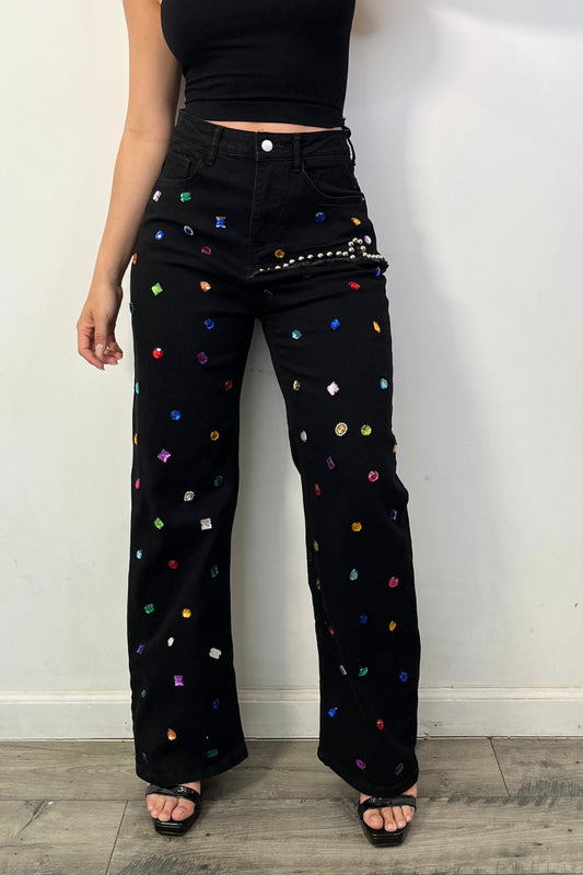 Multicolor Rhinestone jean