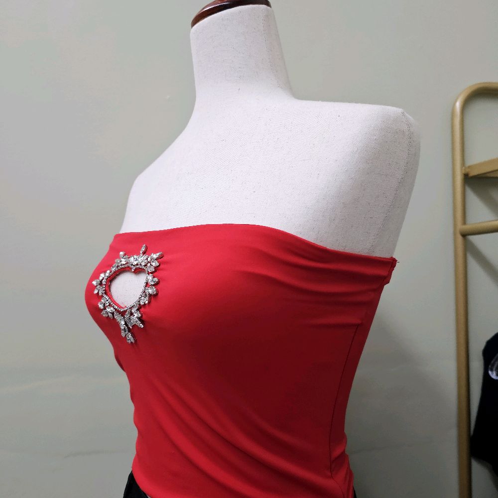 Camilla  rhinestones heart women Top strapless
