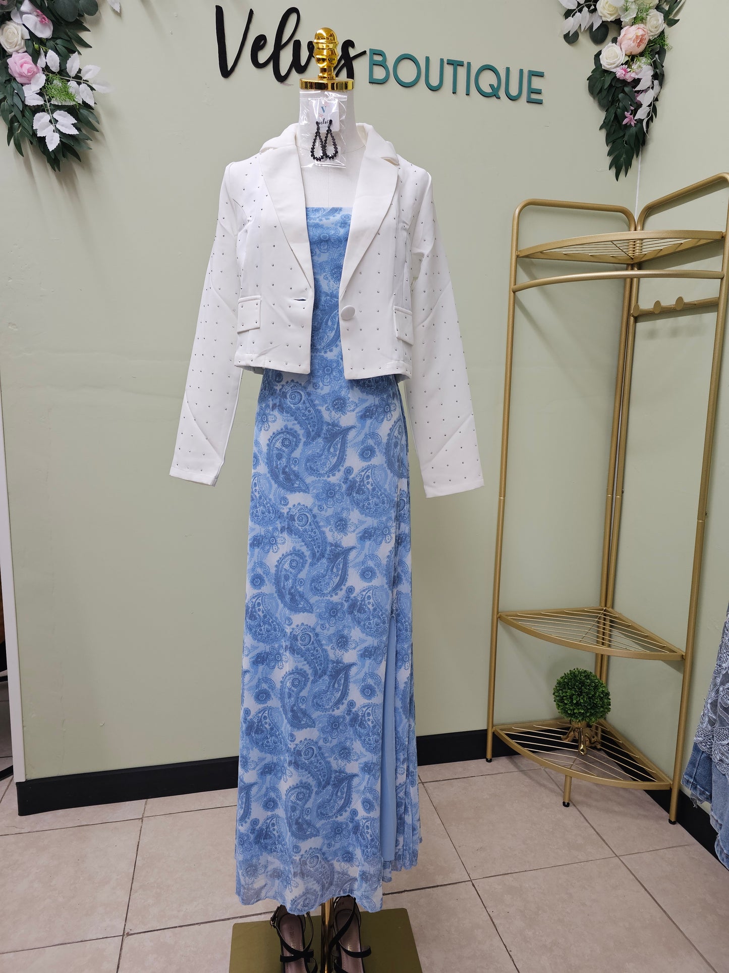 Blue Print women Dress open back
