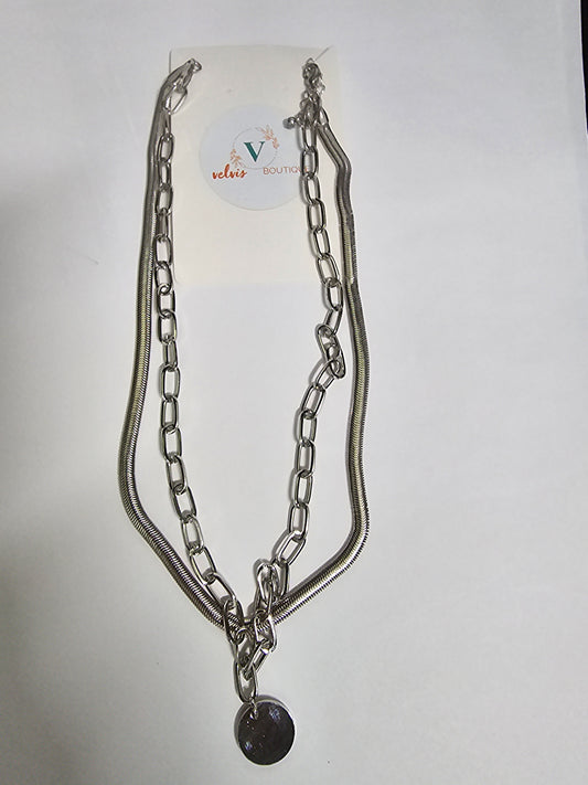 Necklace silver doble chain