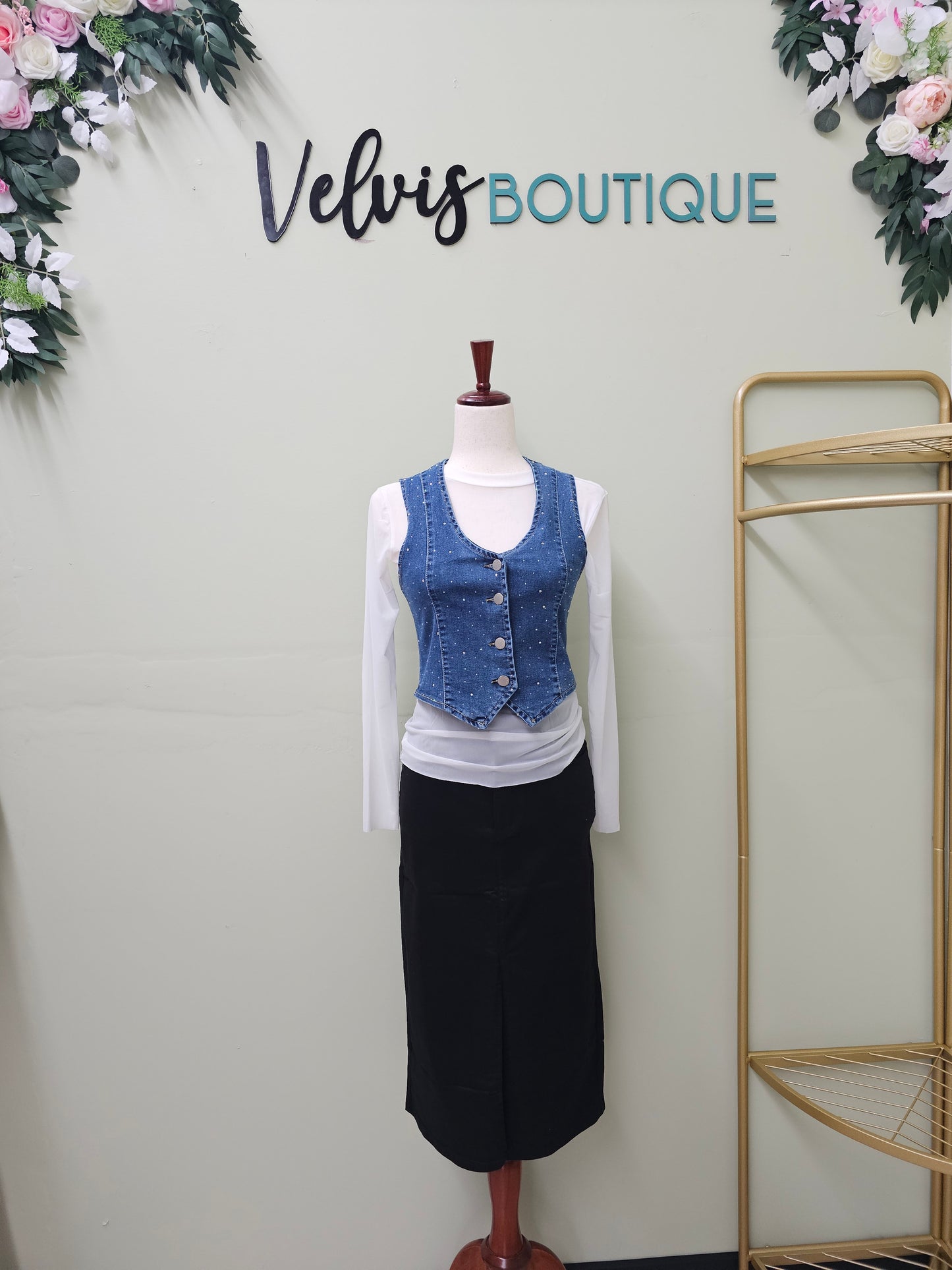 Line mesh Blouse long sleeve #T