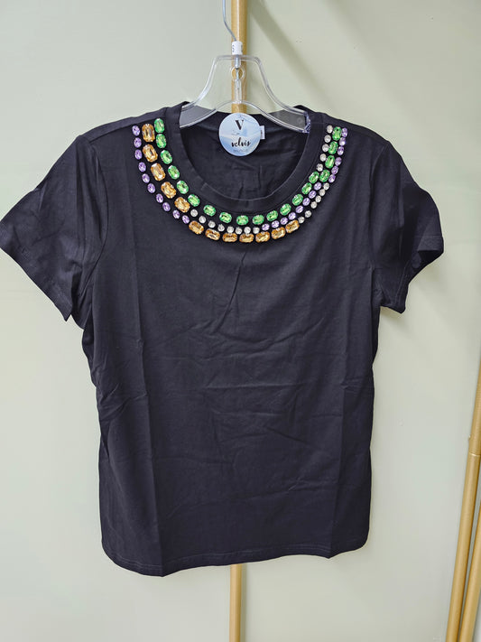 Mary Bright Rhinestone T-shirt Black #T