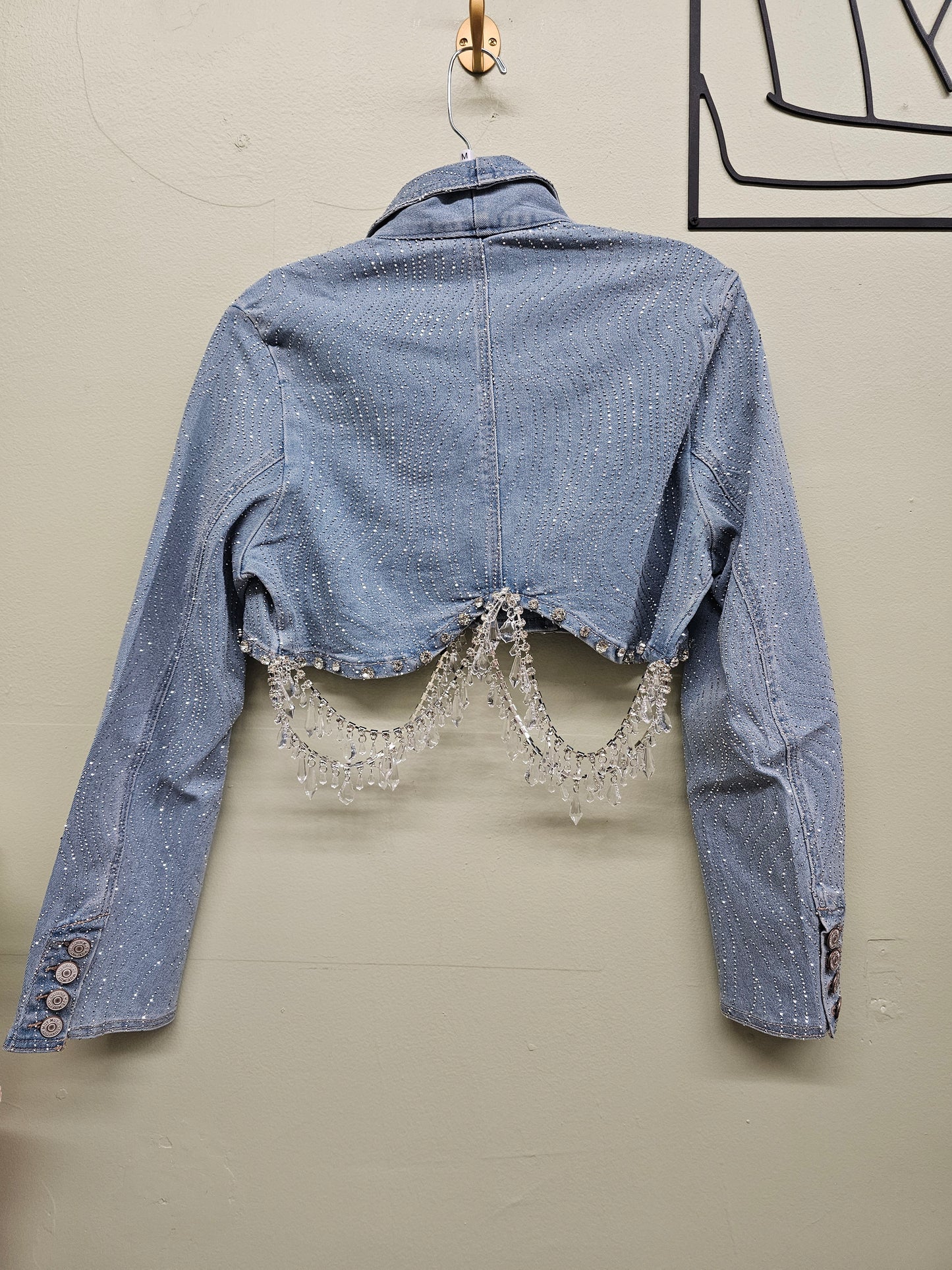 Andrea Sparkling women crop jackets with rhinestone
