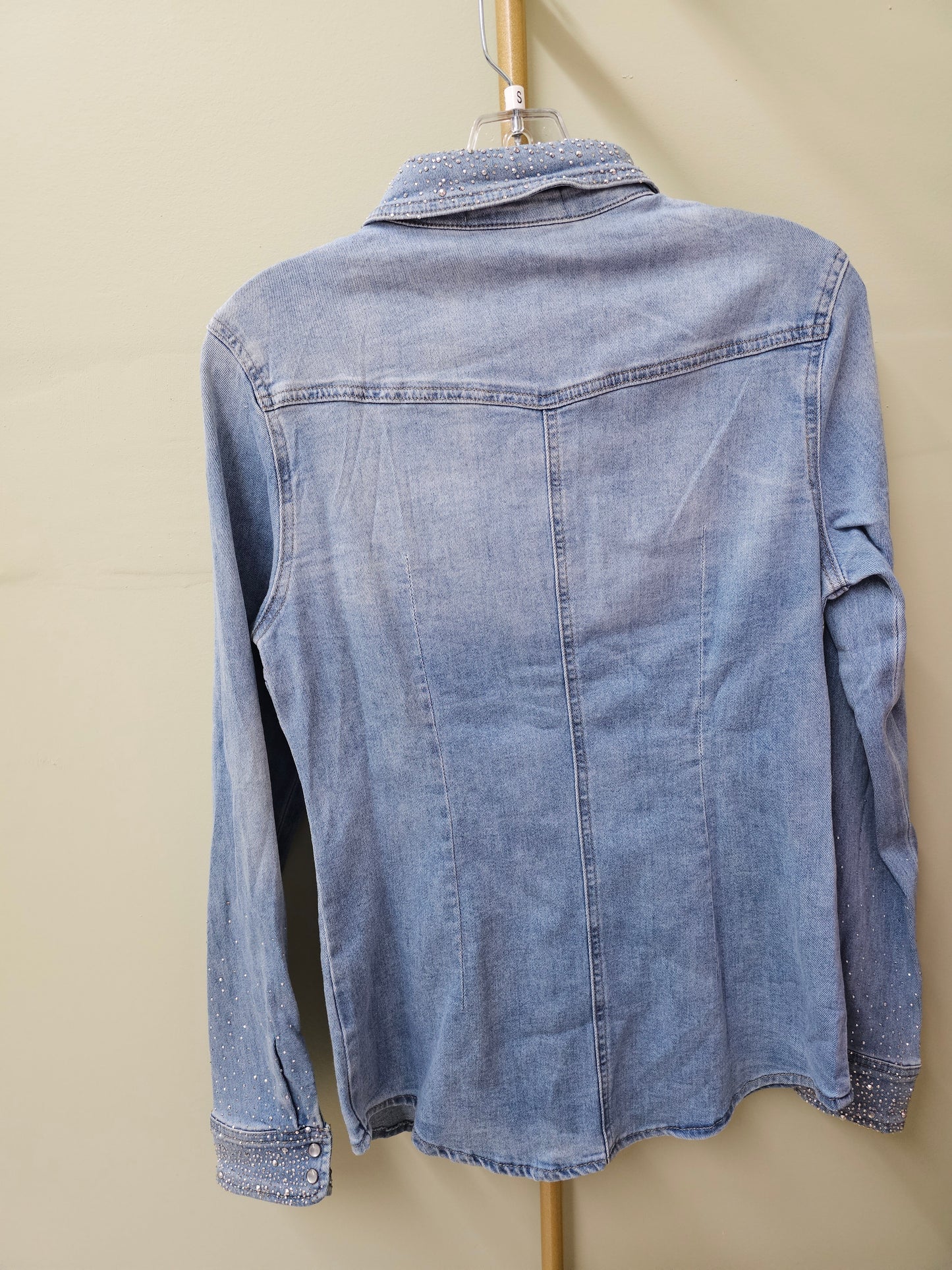 Vilma women Blouse Denim Rhinestones Long sleeve #T