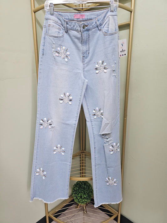 CIELO DENIM JEANS WITH EMBROIDERED