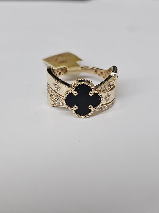 Black Flower Ring 10k Gold #42