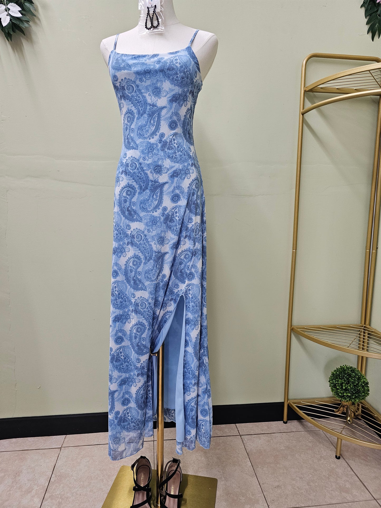 Blue Print women Dress open back
