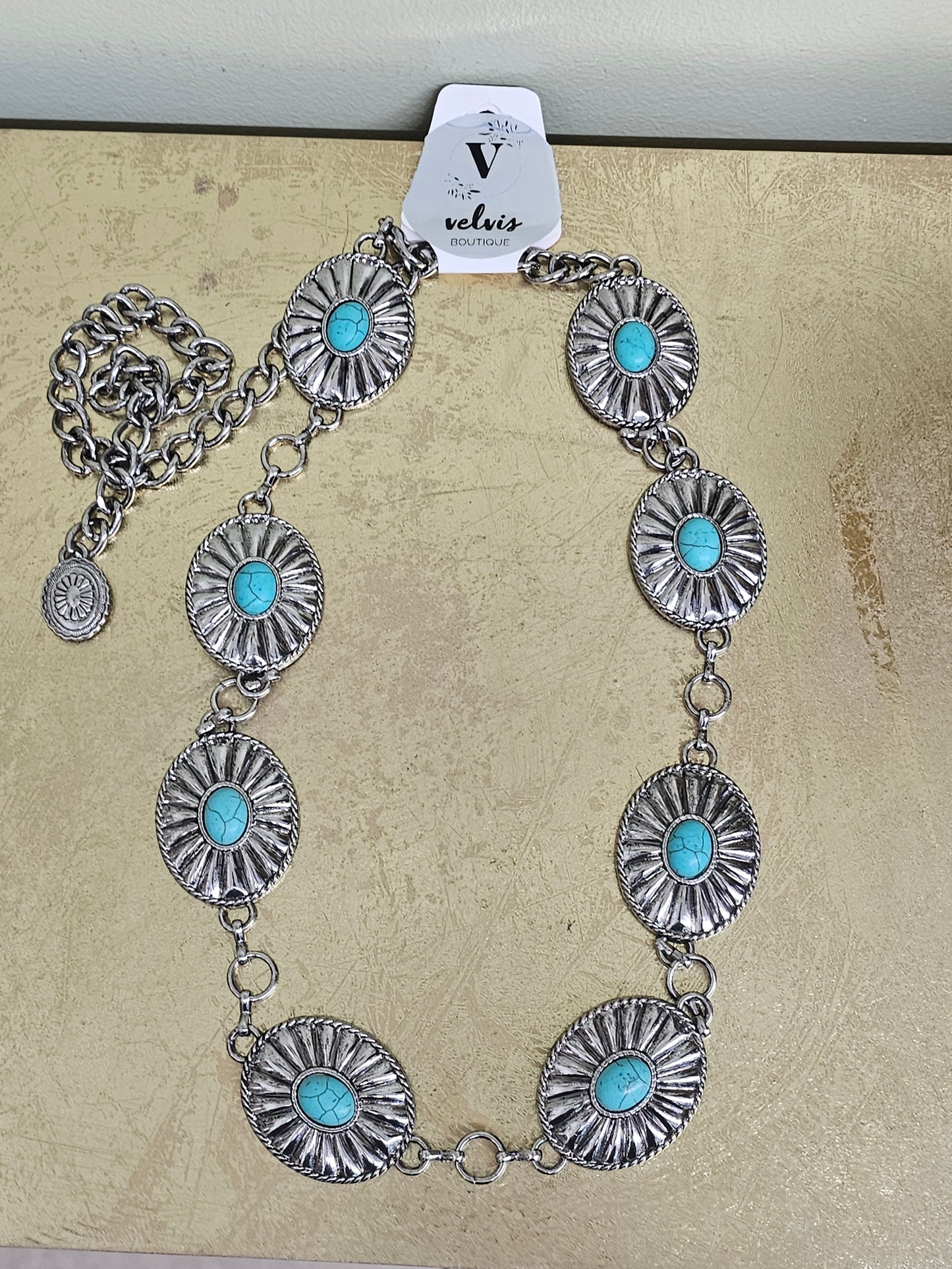 Turquesa women Circle teal metal belt