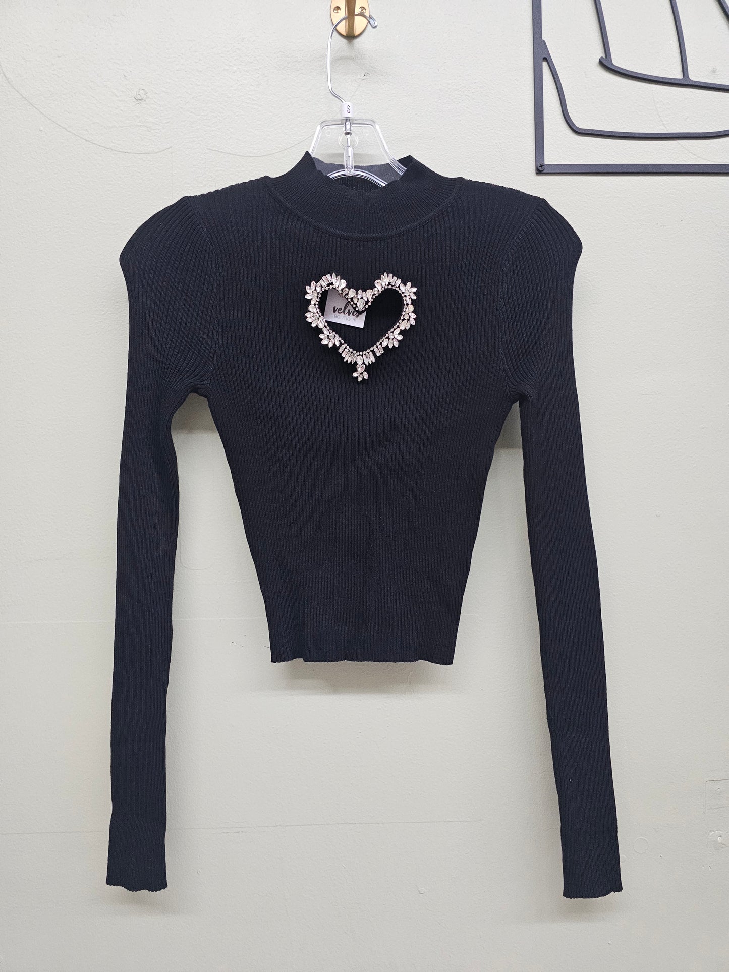 SEXY DAIMOND HEART BLOUSE TOP  LONG-SLEVEE #T