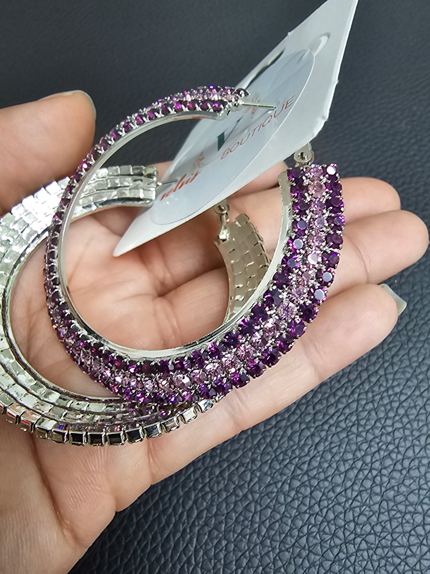 Earrings purple argollas