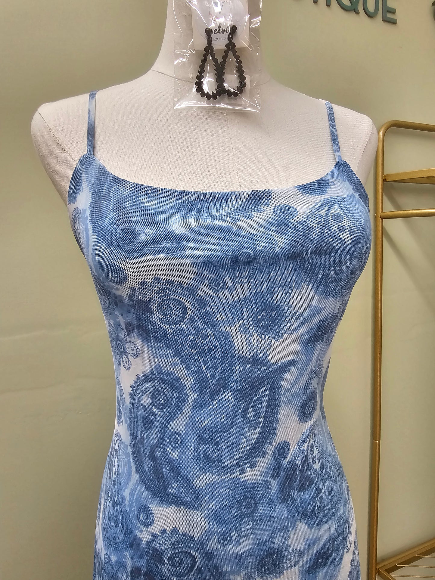 Blue Print women Dress open back
