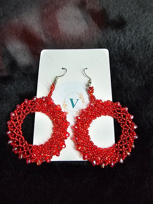 Red Hoops Bead circle handmade
