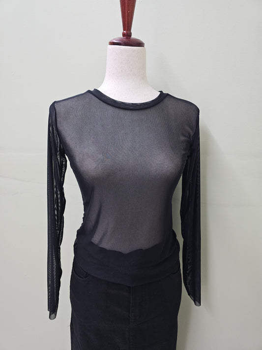 Line mesh Blouse long sleeve #T