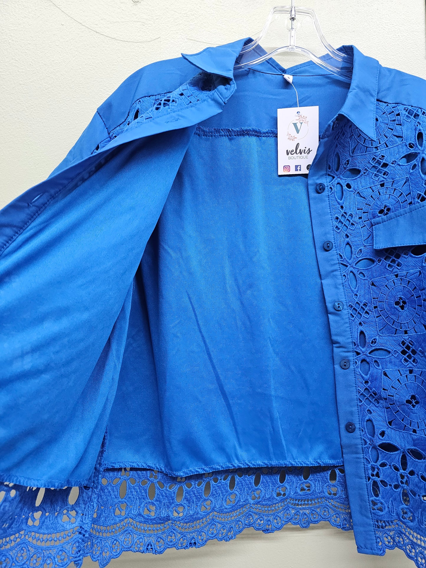 Blue Exotic Women Blouse Lace