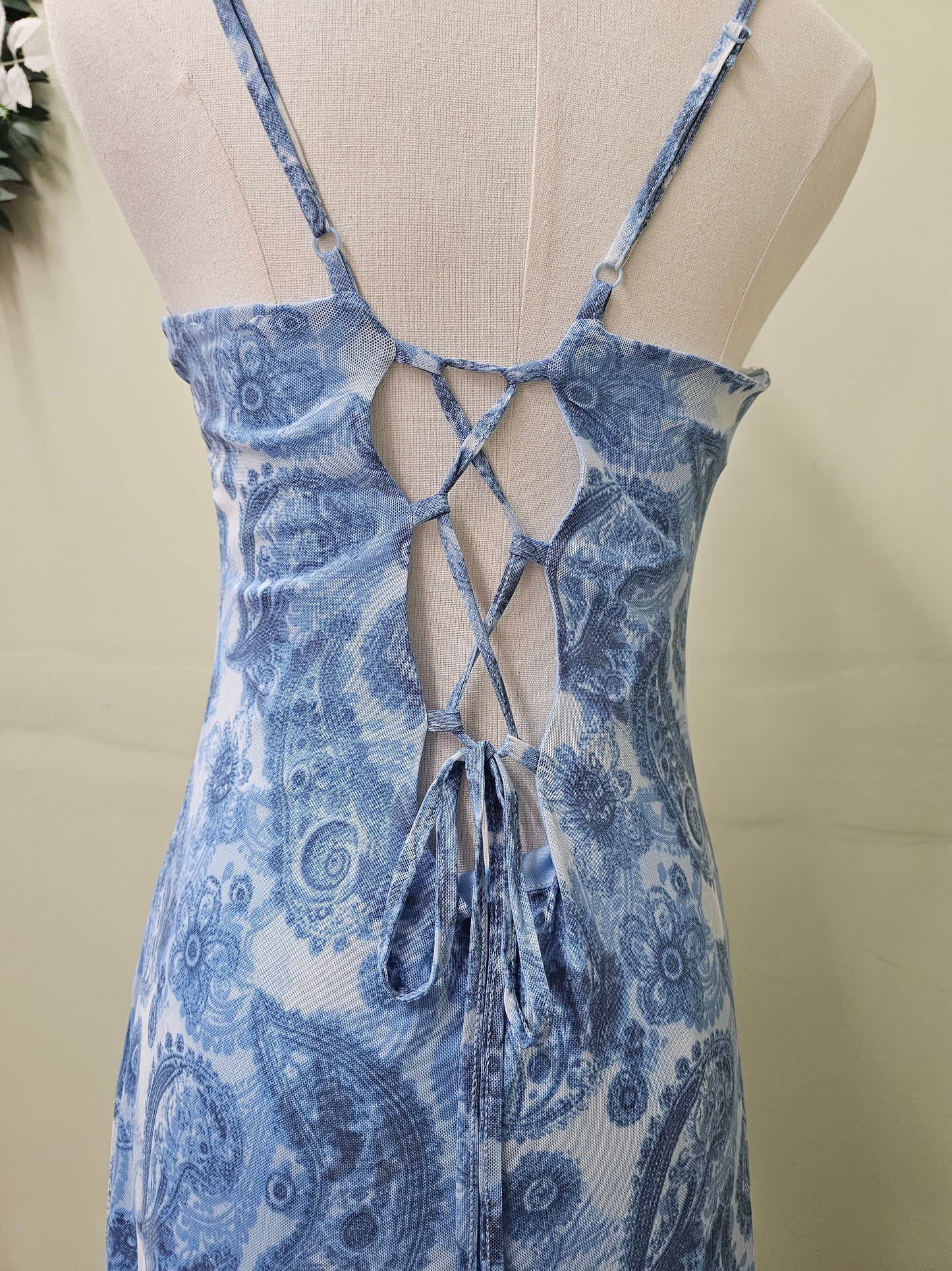 Blue Print women Dress open back
