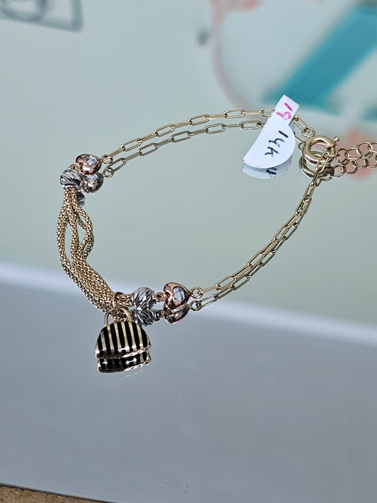 14k Gold Bracelet with Purse gem #19