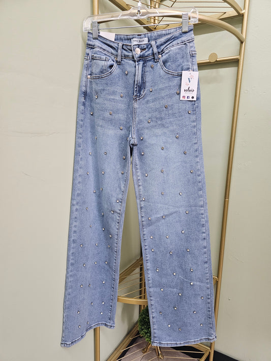 Nina Denim Ligh Rhinestone Jeans #T