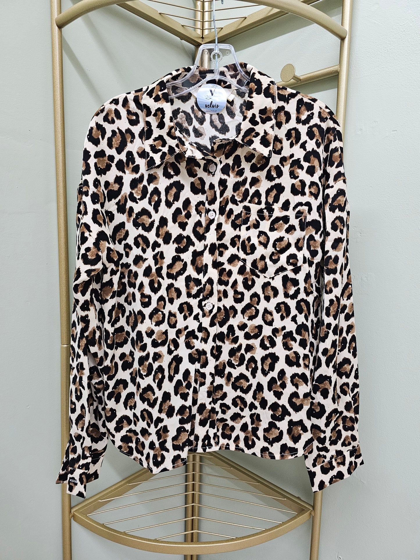Montse  Women Long Sleeve Rhinestone chiffon Blouse #T